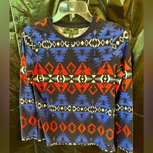 Blue/Orange Geometric Long Sleeve Top by Ralph Lauren. Lauren Active
